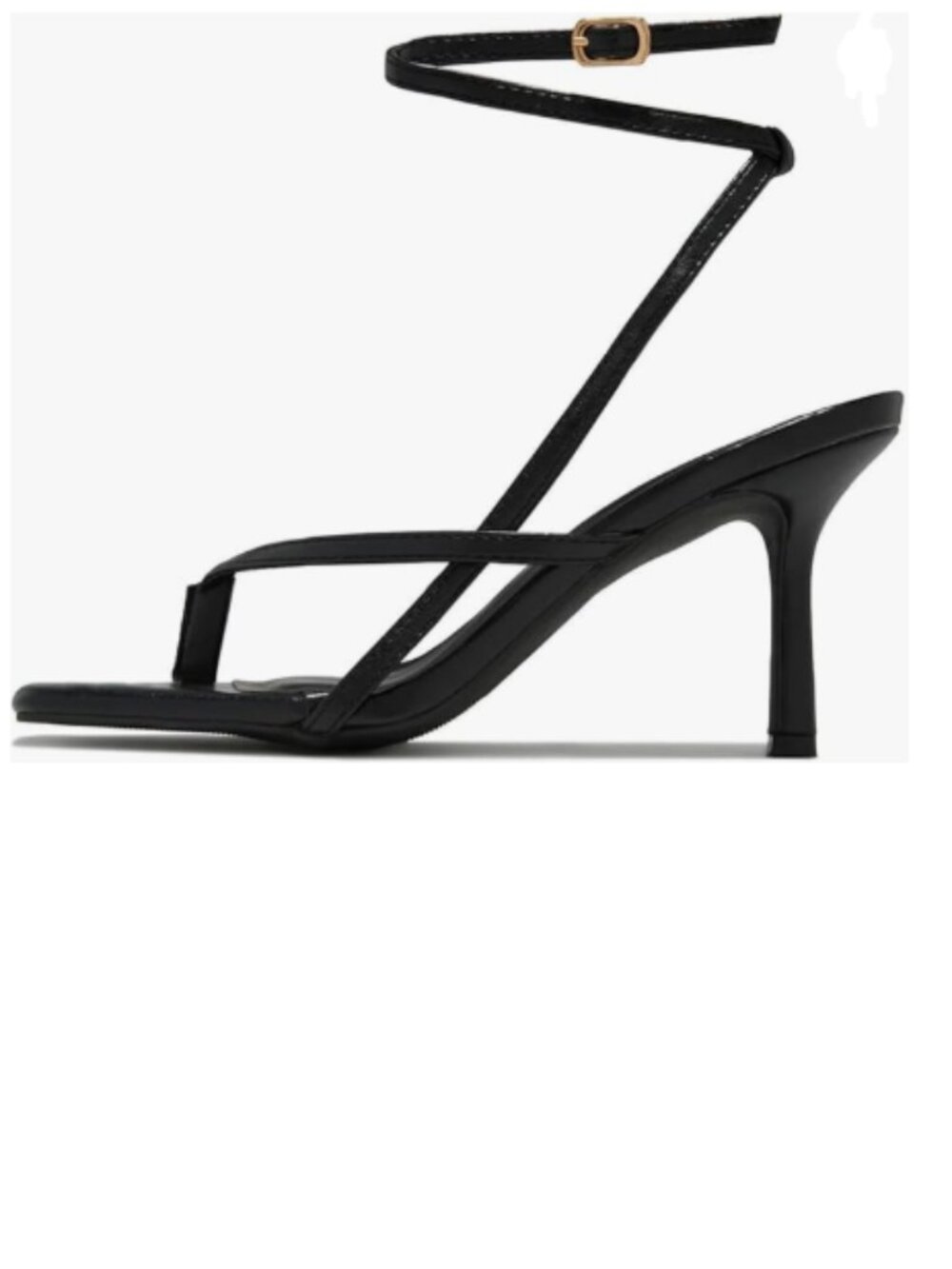 FOWT Black Square Split Toe Sandals Ankle Wrap Stiletto High Heels Strappy Shoes